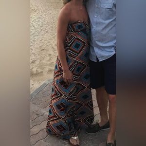 Boho Strapless maxi dress